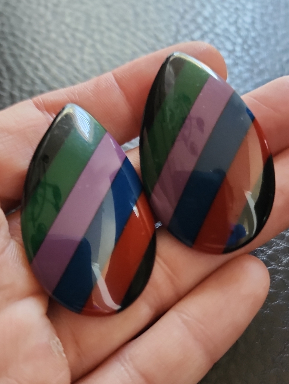 VTG Multi-Color Striped Teardrop Earrings - Women Jewelry